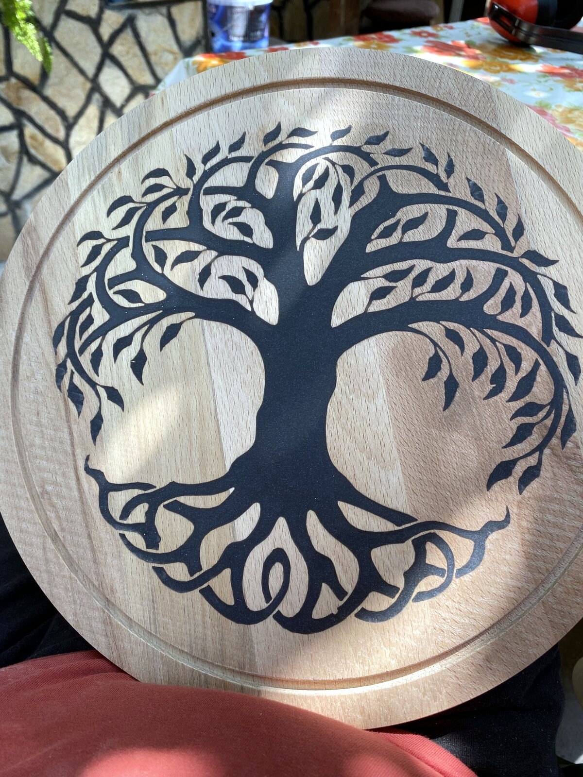 Completed Tree of Life wall hanging wood panel