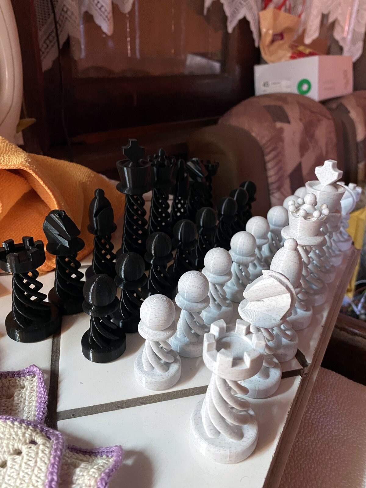 Custom 3D printed chess set with high detail design